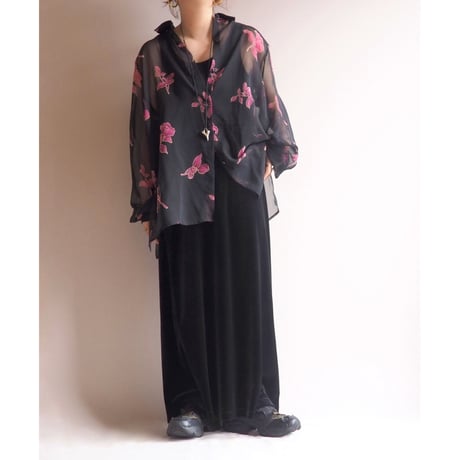 "Jennifer Moore" floral oversized sheer blouse