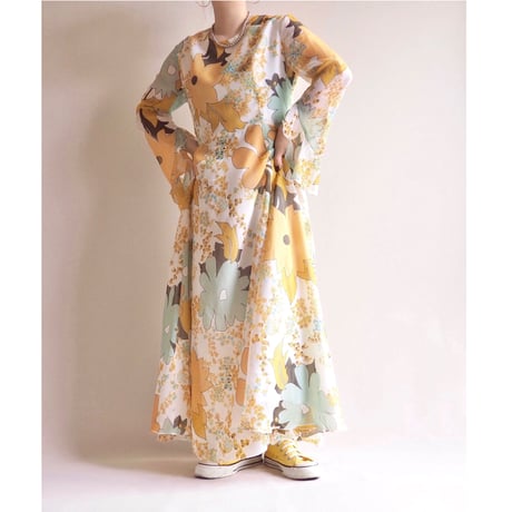 70s floral sheer maxi dress