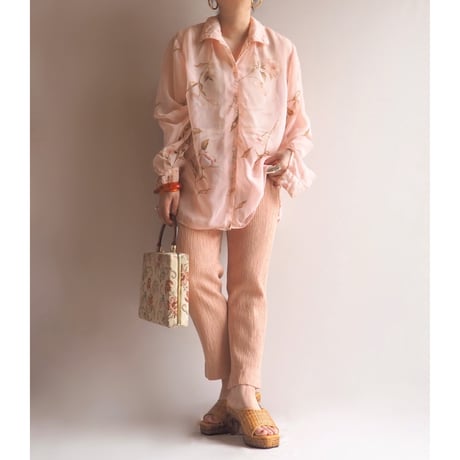 90s〜 floral oversized sheer blouse