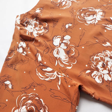 90s terracotta brown floral blouse