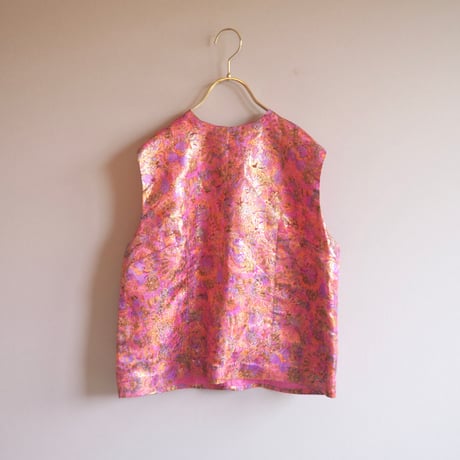 vintage metallic brocade sleeveless tops