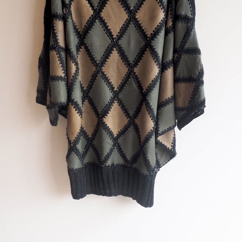 vintage leather × crochet patchwork tops | Nia