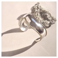 vintage Mexican silver × brass wave cuff bangle (B)