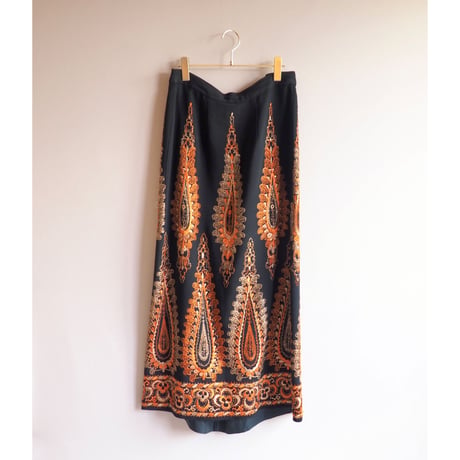 70s abstract embroidered maxi skirt