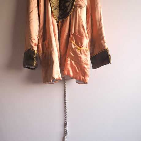 50〜60s chinese embroidered quilt jacket (gold×khaki)