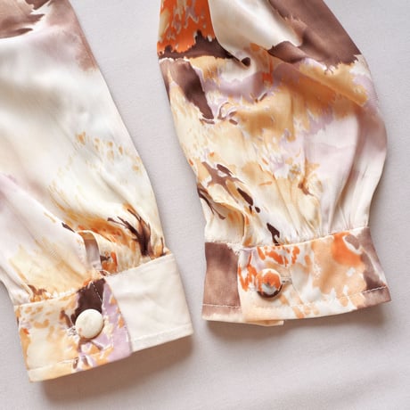 70s watercolor blouse & maxi dress set