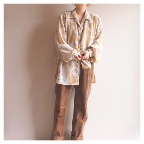 vintage abstract floral print oversized blouse