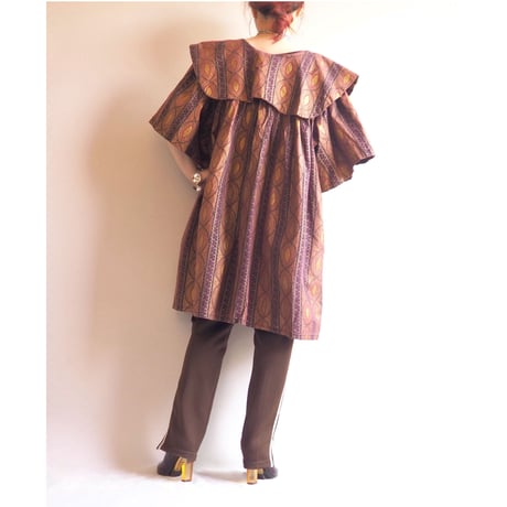 vintage big collar african batik tunic dress