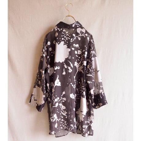 vintage brown sheer floral blouse
