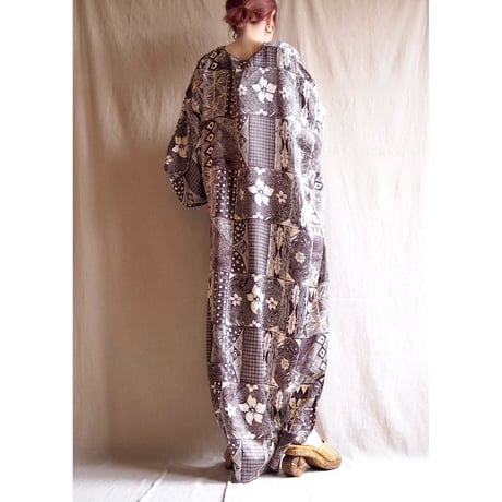 vintage satin ethnic kaftan maxi dress