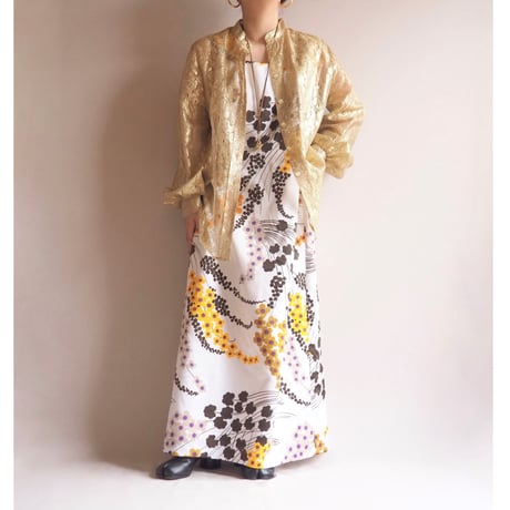 70s sleeveless floral maxi dress
