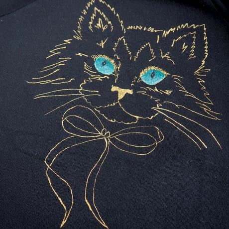 90s "Hanes" cat print sweatshirt