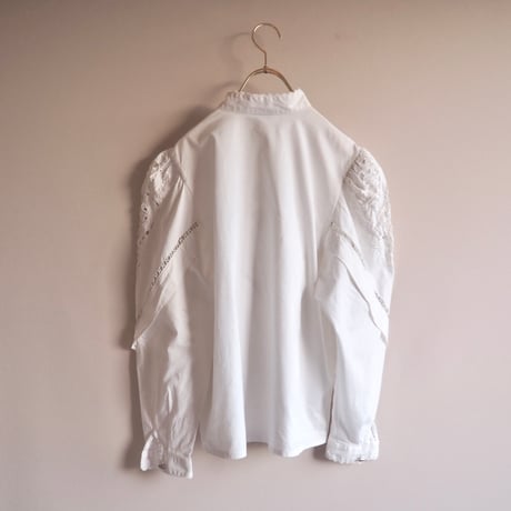 70s〜 puff sleeve cutwork lace folk blouse