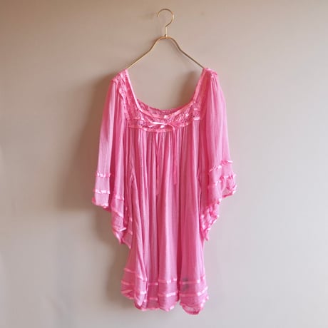 vintage Greece pink gauze blouse