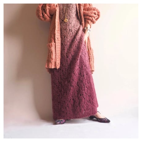 vintage sleeveless gradation knit maxi dress