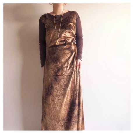 vintage textured velours sleeveless maxi dress