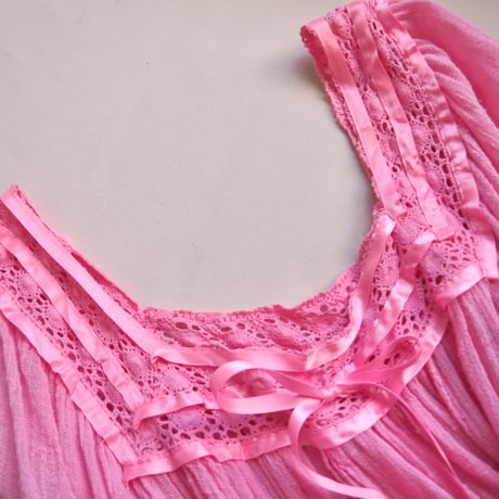 vintage Greece pink gauze blouse