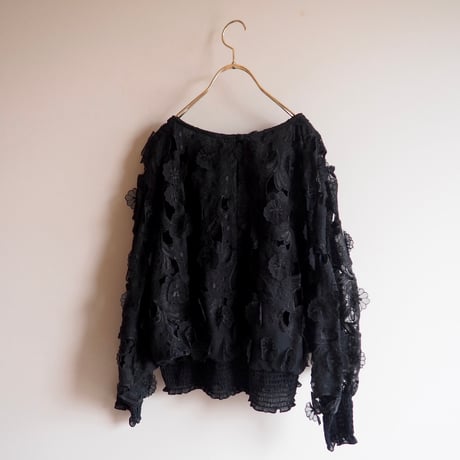 70〜80s "Andree Gaye" floral sheer blouse