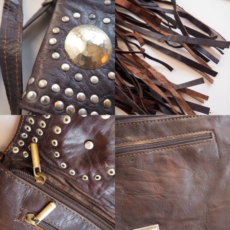 70〜80s studs fringe leather bag