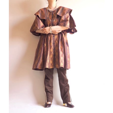 vintage big collar african batik tunic dress