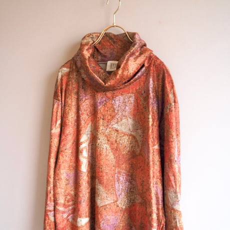 90s abstract turtleneck velours tops
