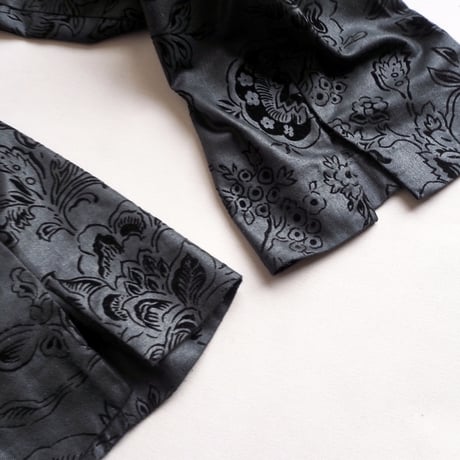 90s flocky floral high waist tapered pants