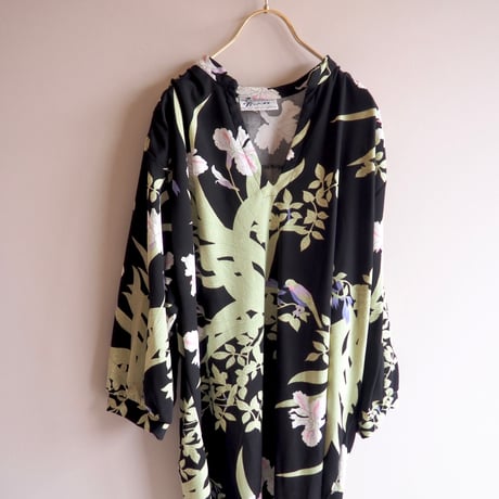70s "Teddi of California" botanical tunic blouse