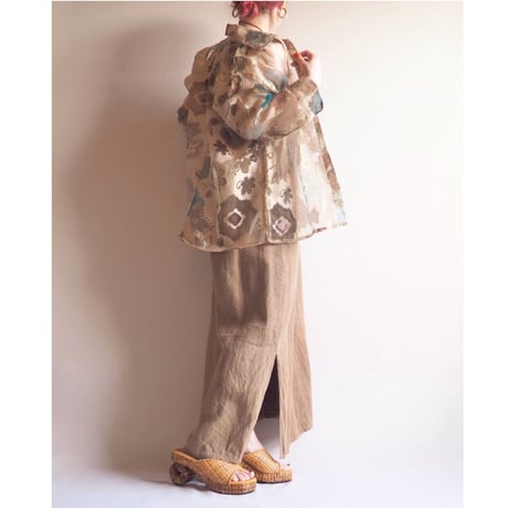 "West End" abstract floral sheer blouse