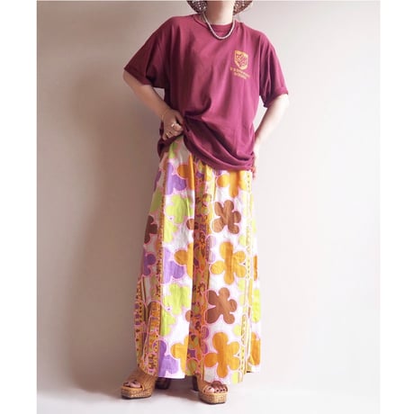 70s floral maxi skirt