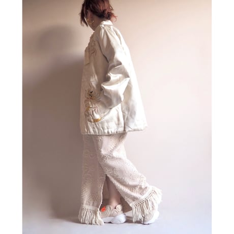 50〜60s chinese embroidered quilt jacket (ivory)