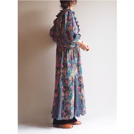 80s "Diane Freis × Neiman Marcus"  dot floral special maxi dress