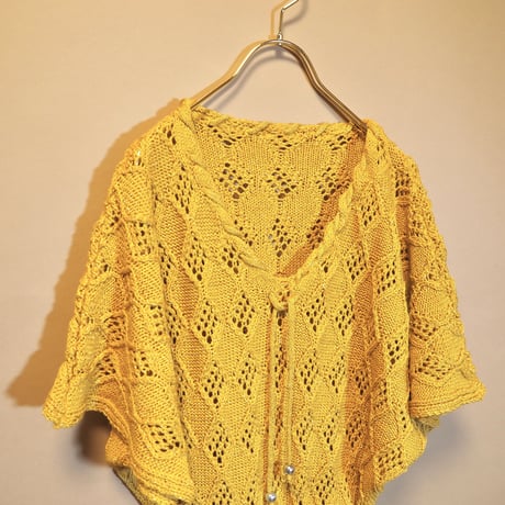 mustard glitter crochet batwing sleeve knit