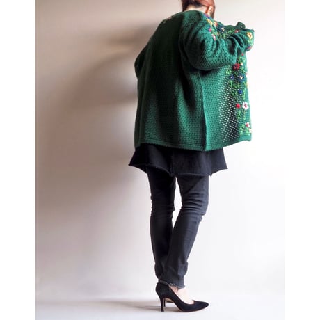 "ALPIN" floral embroidered scallop cardigan