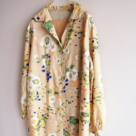 70s floral midi shirt dress
