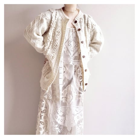 "Ruff Hewn" wool popcorn cable cardigan