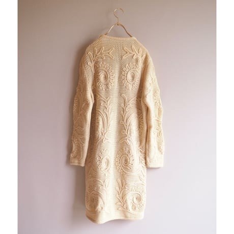 vintage embroidered design long cardigan