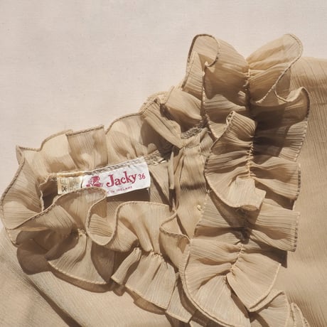 70s made in Ireland sheer ruffle blouse