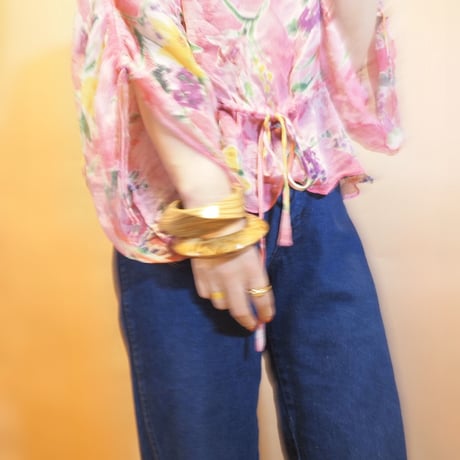 silk pink floral batwing sleeve blouse