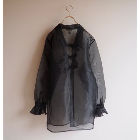 "JORDAN" oversized ribbon sheer blouse