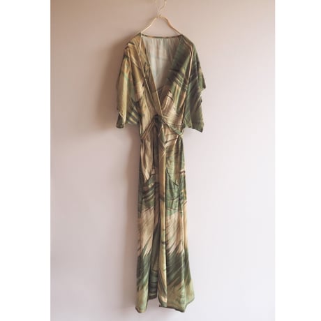 90s〜 leaf print cache coeur maxi dress