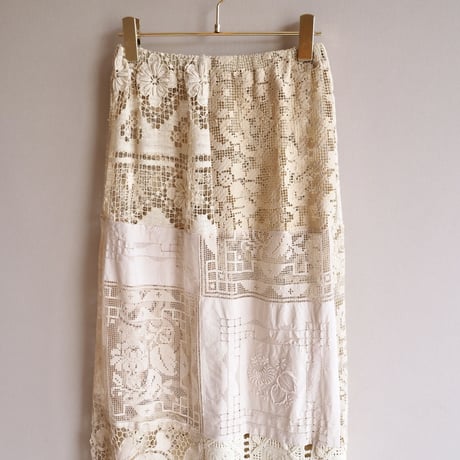 original remake lace patchwork maxi skirt 【B】