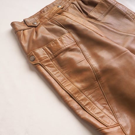 vintage camel leather tapered pants