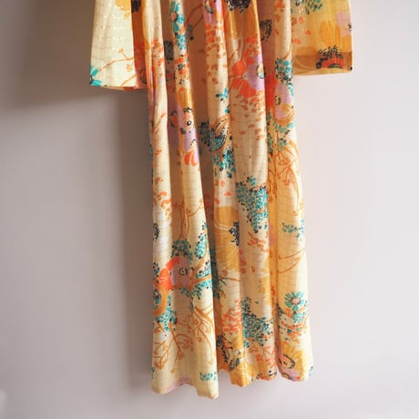 60〜70s "Dela Ann" floral metallic maxi dress