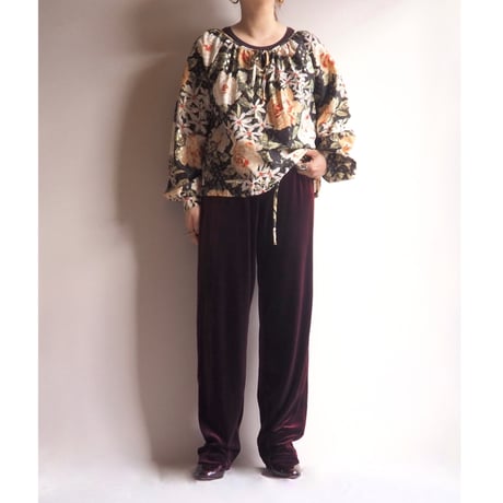 70〜80s metallic floral blouse