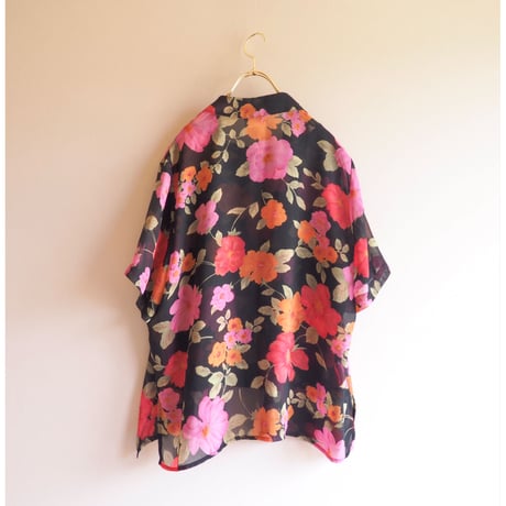 90s floral sheer blouse & tops set