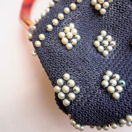 50〜60s pearl beads lucite woven bag
