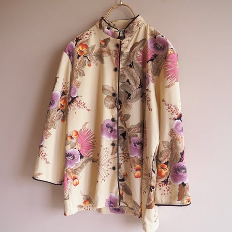 70s "Teddi of California" floral piping cardigan