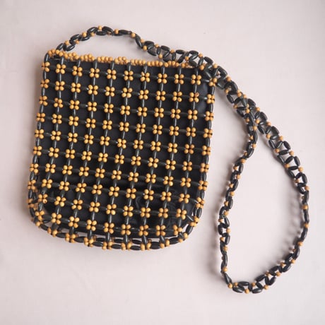 vintage wood beads shoulder bag