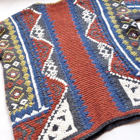 70s wool v-neck oversized design sweater