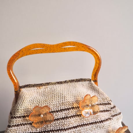50〜60s floral beads × lucite woven bag